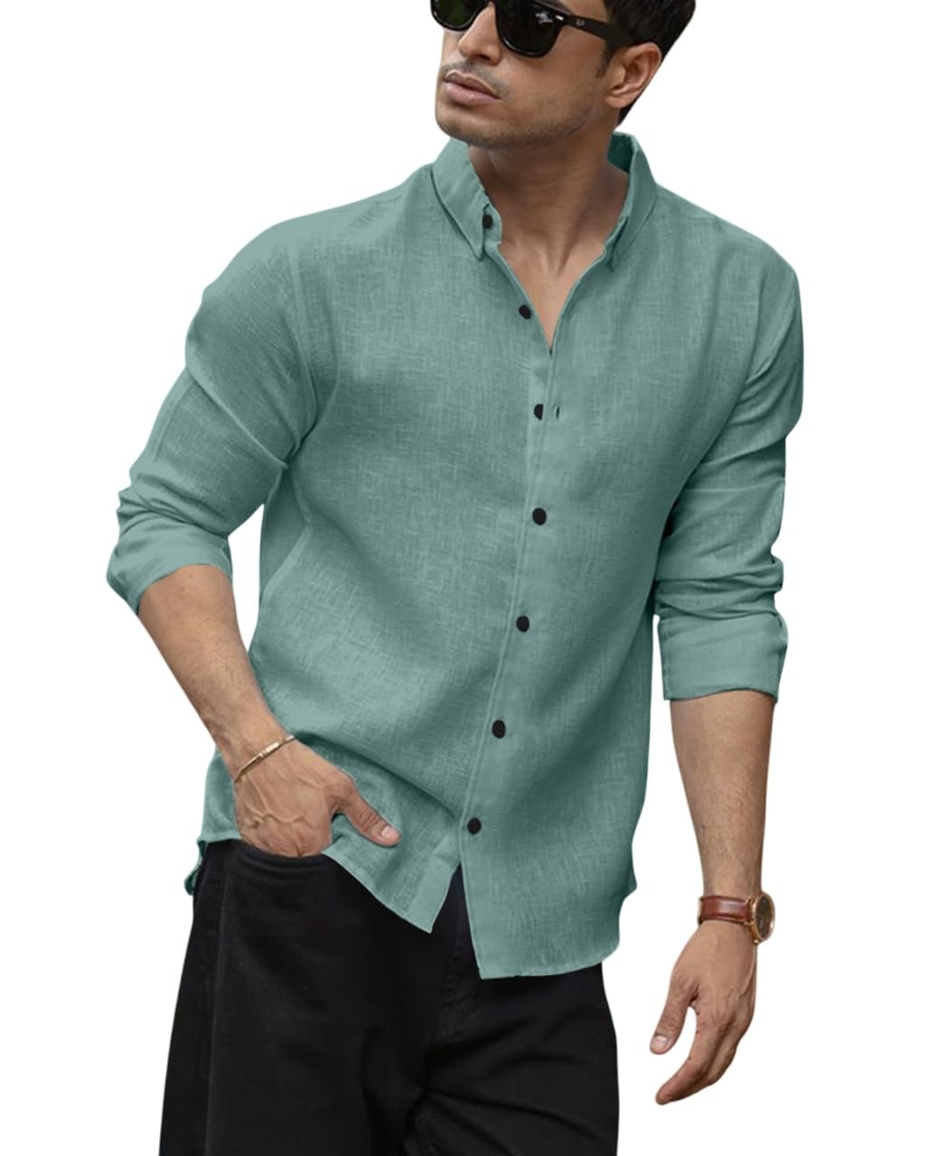 D&B Trends Men’s Cotton Linen Full Sleeve Shirt – Casual & Formal, Breathable Summer Shirt for Men, Regular & Slim Fit Button‑Down Linen Cotton Blend
