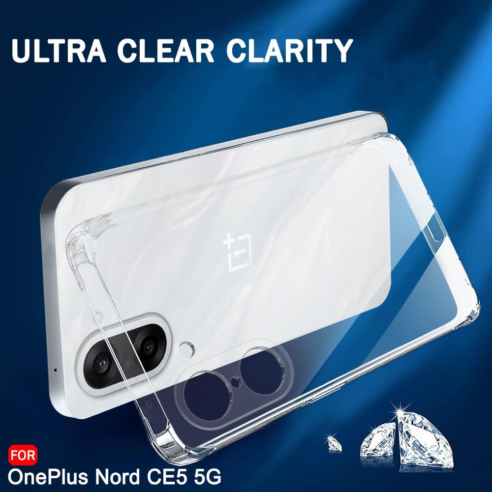 TheGiftKart Back Cover Soft Case for OnePlus Nord CE 5 5G | Best Camera Protection | Inbuilt Dust Plugs & Anti-Slip Grip | Ultra Clear Slim Back Cover Case for OnePlus Nord CE5 (Silicone, Transparent) - Image 6
