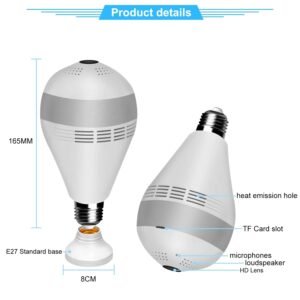 TECHNOVIEW Fisheye 360 Degree Smart WiFi Wireless Light Bulb Security Camera Spy Hidden Panoramic Security Bulb Camera Indoor (Bulb Camera HD)