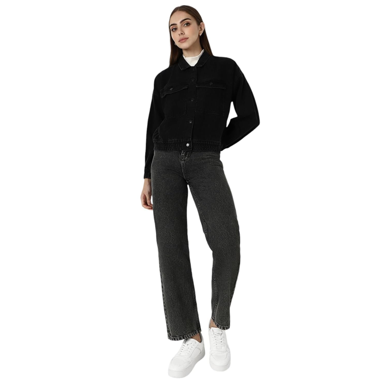 Van Heusen Women's Regular Fit Casual Solid Denim Jacket - Image 4