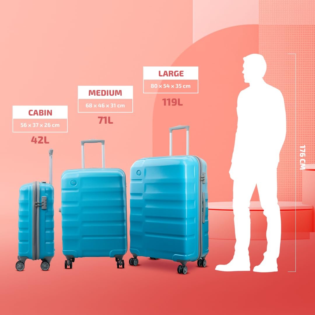 VIP Ceptor Pro Ultra Strong Polycarbonate Hard Sided Check-in Luggage Spinner Suitcase Dual Wheels with Anti-Theft Zipper (Medium, 69Cm, Oscar Blue) - Image 7