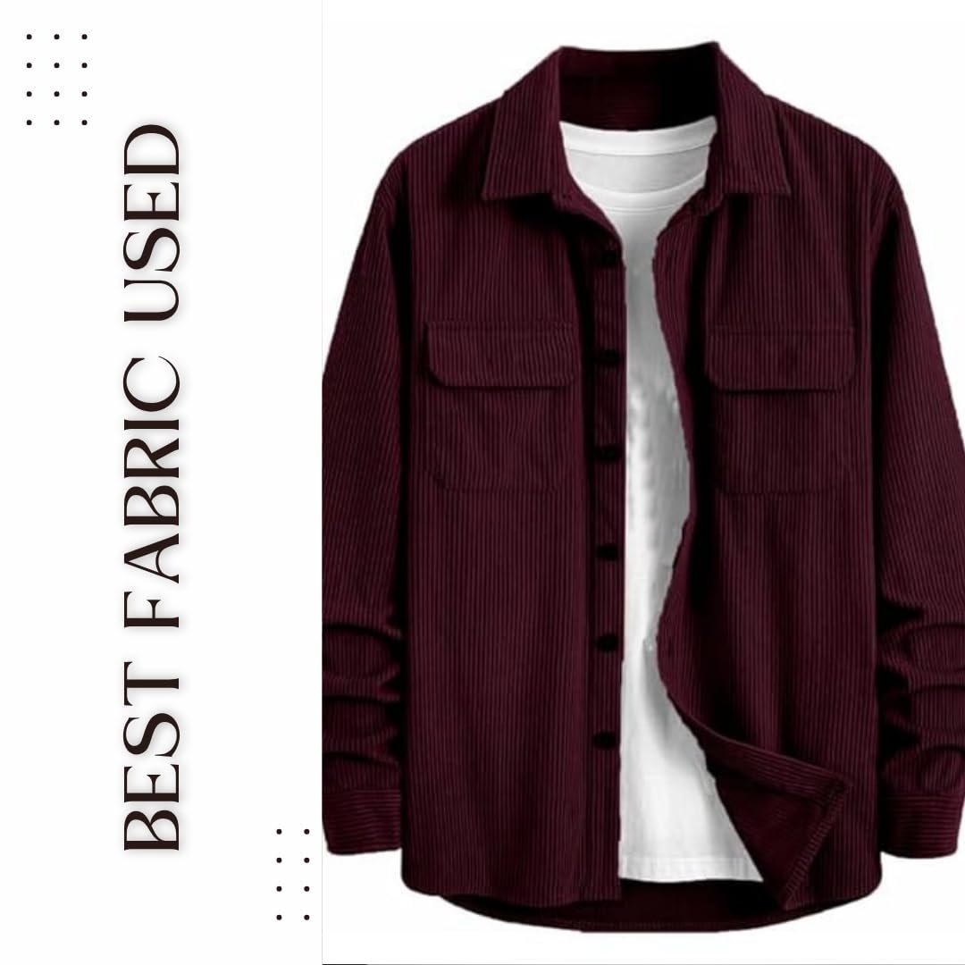 MiraMichi Men's Full Sleeve Corduroy Striped Casual Jacket, Ideal for Everyday Stylish Outfits - Image 3