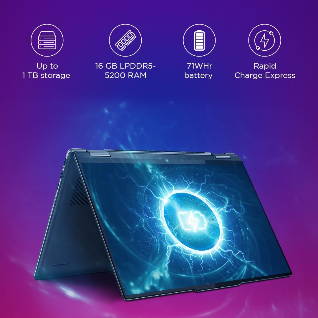 Lenovo Yoga 7 AMD Ryzen 7 7735U 14"(35.5cm) WUXGA-OLED 2-in-1 400Nits Laptop (16GB/1TB SSD/Win 11/Office 2021/Backlit KB/Digital Pen/1Yr Warranty/Alexa/3 mon. Game Pass/Tidal Teal/1.49Kg), 82YM0075IN - Image 4