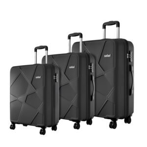 Safari Pentagon Pro 8 Wheels Set of 3 (Cabin+ Medium + Large) Trolley Bags, Hard Case Polypropylene, 360º Wheeling Luggage, Travel Bag, Suitcase for Travel, Trolley Bags for Travel, Black