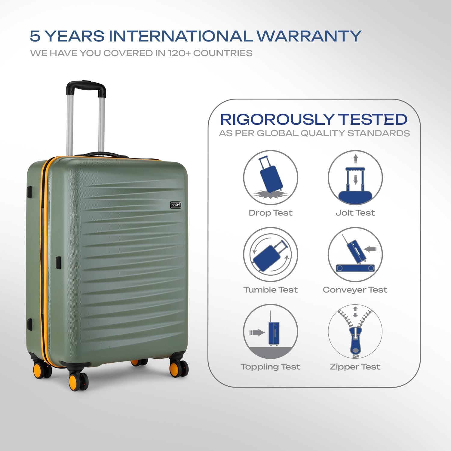 Safari Defender 8 Wheels 68cm Medium Size Trolley Bag, Hard Case Polycarbonate, 360 Degree Wheeling Luggage, TSA Lock, Anti-Theft Zippers, Suitcase for Travel, Trolley Bags for Travel, Thyme Green - Image 5