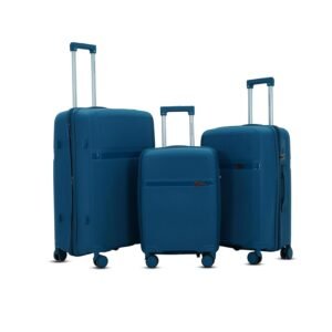 AMERICAN TRAVELLER Touris Fly Trolley Luggage Bags | Polypropylene Set of 3 Lightweight Large Expandable Hardshell Suitcase Travel Bag with 8 Disc Wheels & TSA Type Lock (1, Blue)