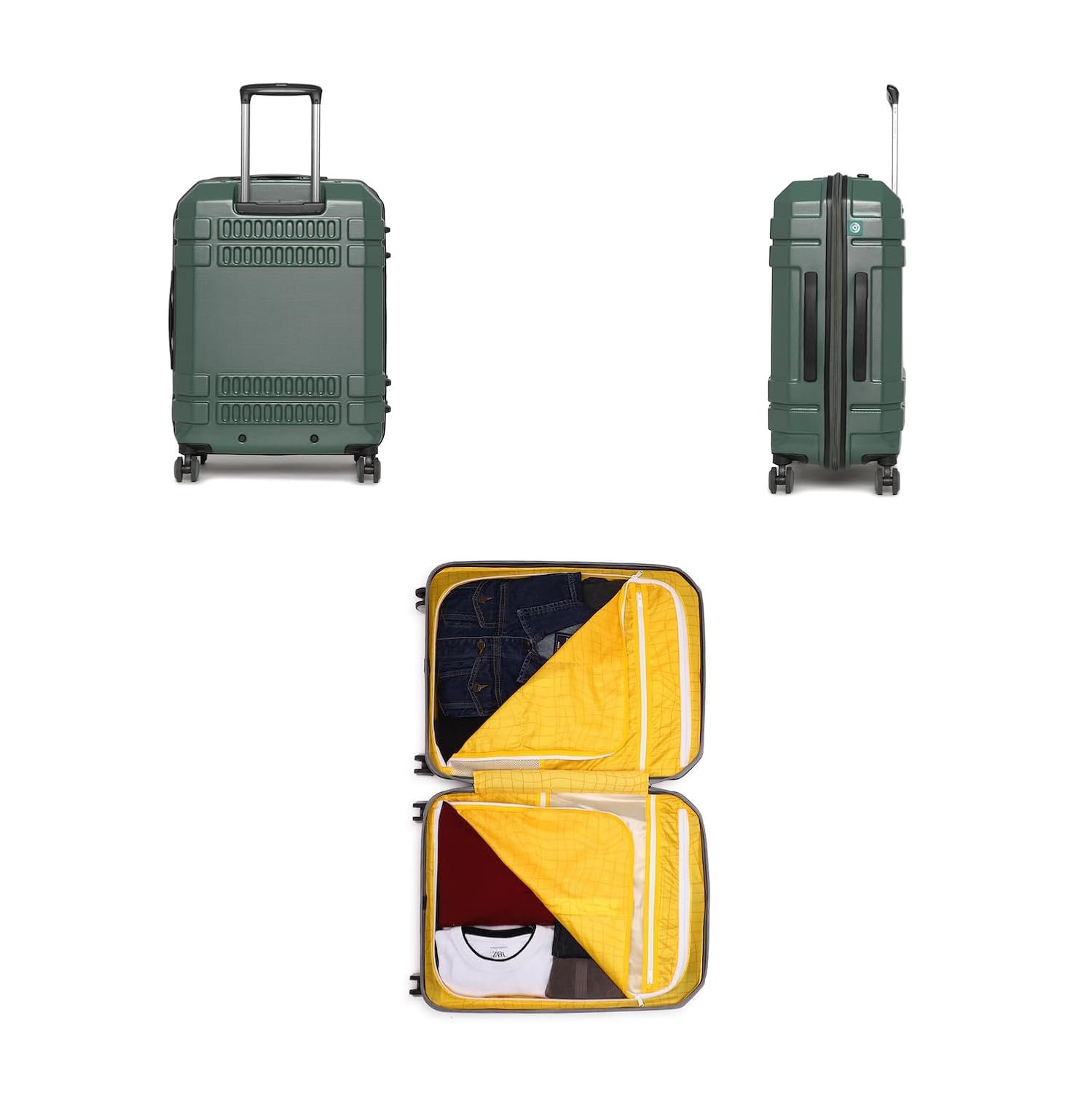 uppercase Bullet (Medium) 66 Cms, Check-In Trolley Bag, Hardsided Luggage Anti-Scratch 8 Wheel Luggage, Tsa Lock & Anti-Theft Zippers, Suitcase For Men & Women, 2000 Days Warranty (Green, Spinner) - Image 2