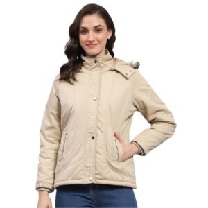 Monte Carlo Women’s Regular Fit Jacket | Solid Pattern | Zip Closure with Full Sleeve Detachable hood Winter Outerwear for Women