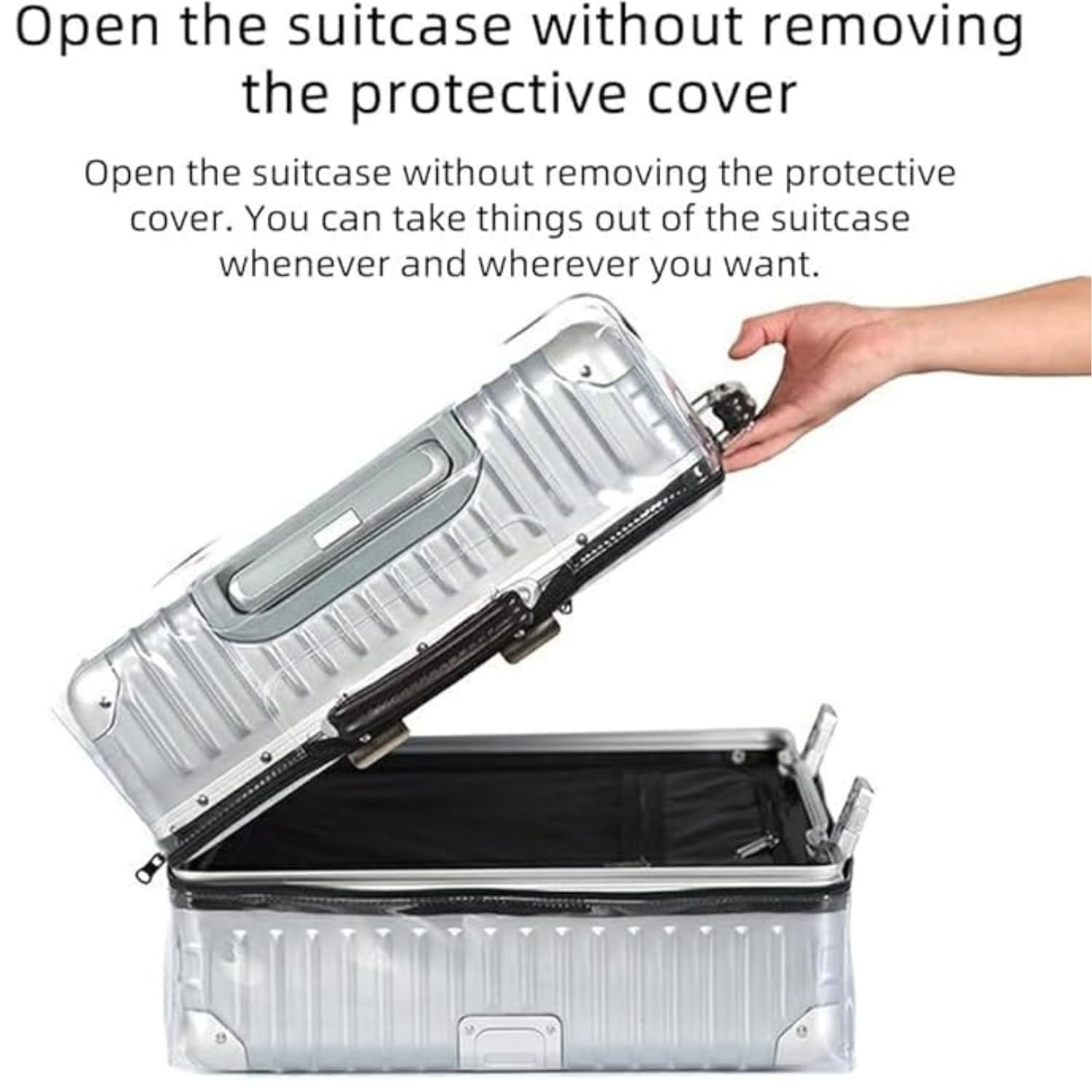 Suitcase Cover Small | 20 Inch Transparent PVC Luggage Cover for Hard Trolley Bag (50 CM), Waterproof Clear Protective Trolley Bag Cover with Zipper, Travel Dustproof Protector - Image 3