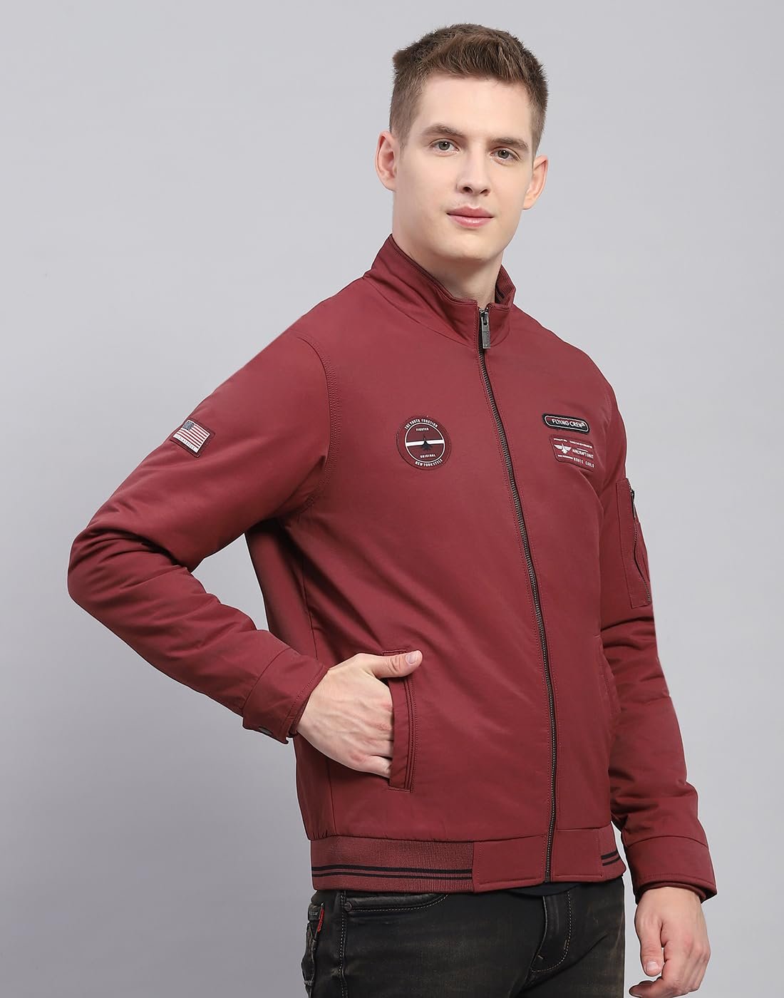 Monte Carlo Men Polyester Blend Standard Length Solid Mock Neck Full Sleeve Jacket - Image 4