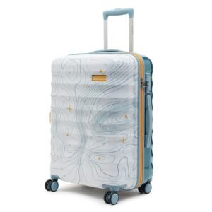 uppercase Topo (Medium) 66 cms Hardsided Check-in Trolley Bag 8 Wheel Spinner Luggage with TSA Lock & Anti-Theft Zippers Men & Women 2000 Days Warranty Dual Tone (White & Blue)