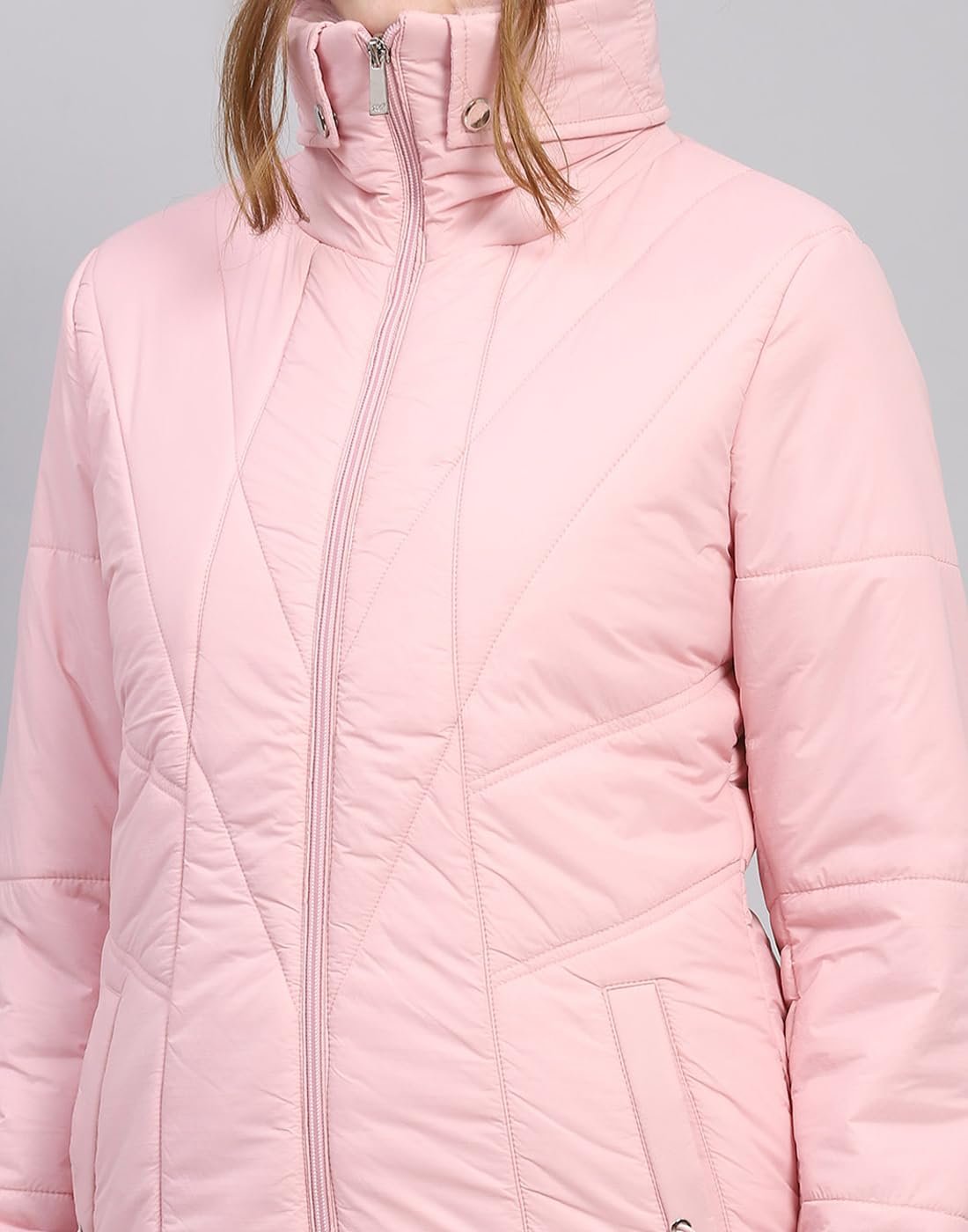 Monte Carlo Womens Solid Pink Collar Neck Full Sleeve Jacket - Image 7