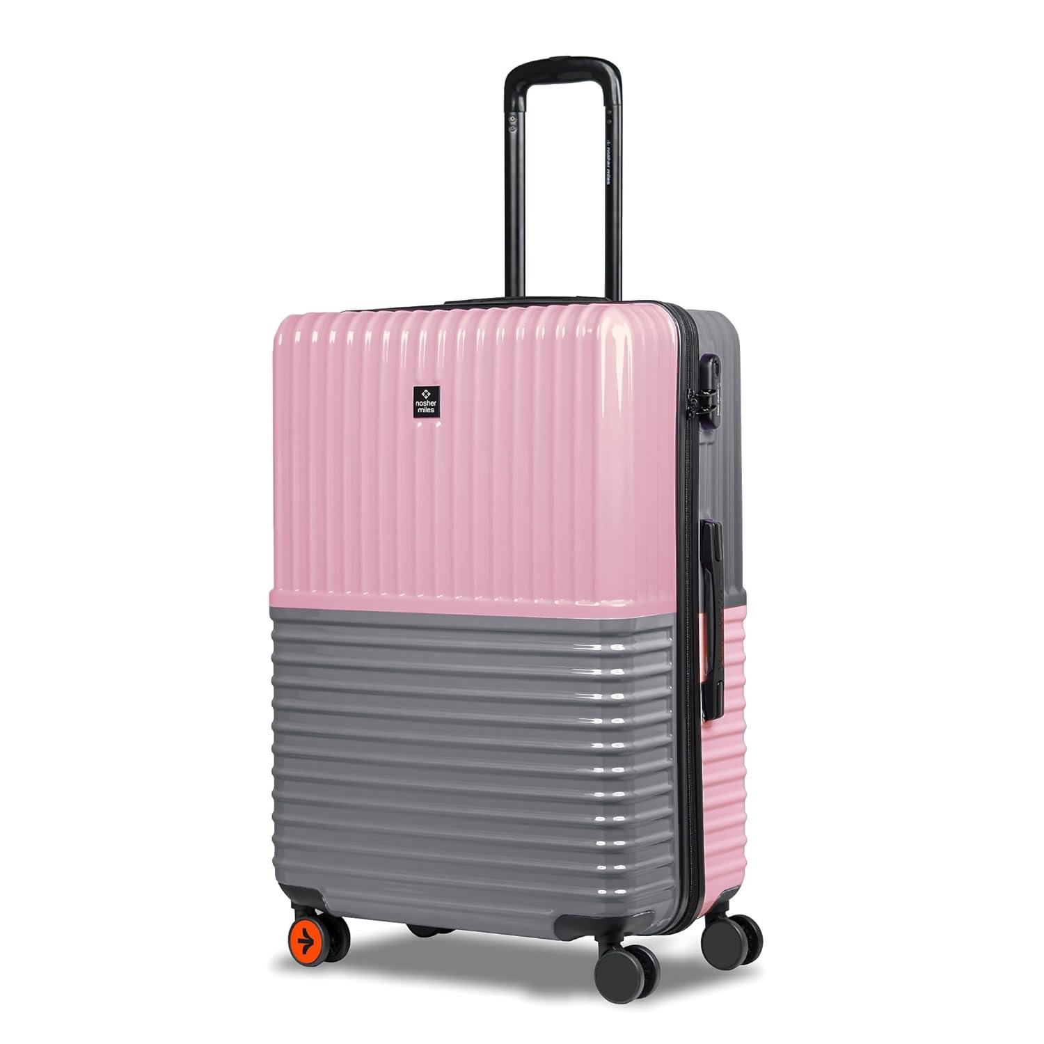 Nasher Miles Istanbul Hard-Sided ABS and PC Check-in Luggage 28 inch | 75cm | 8 Wheels Large Trolley Bag for Travel | Suitcase (Pink Grey)