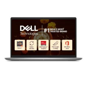 Dell 15, AMD Ryzen 7-7730U, 16GB DDR4, 512GB SSD, FHD 15.6"/39.6 cm, Windows 11, Office H&S 2024, Platinum Silver, 1.63 Kg, 120Hz 250 nits, AMD Radeon Graphics, Standard Keyboard, Thin & Light Laptop