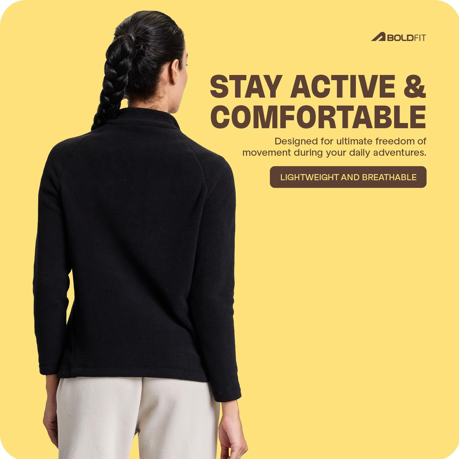 Boldfit Sweatshirt for Woman Half Sleeves Winter Jacket for Woman Half Zipper Sweater for Women Stylish Sweat Shirt for Women Standard Length Winter wear - Image 5