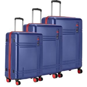 Safari Wellington 8 Wheels, TSA Lock, Anti-Theft Zipper (Cabin & Check-in) Polycarbonate Trolley Spinner Luggage Set of 3, 55Cm, 67Cm & 78Cm, Small, Medium, Large (Blue)