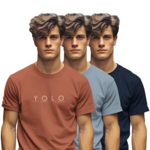 BULLMER Trendy Printed Cotton Blend Crew Neck/Round Neck Half Sleeve Tshirt for Men – Pack of 3