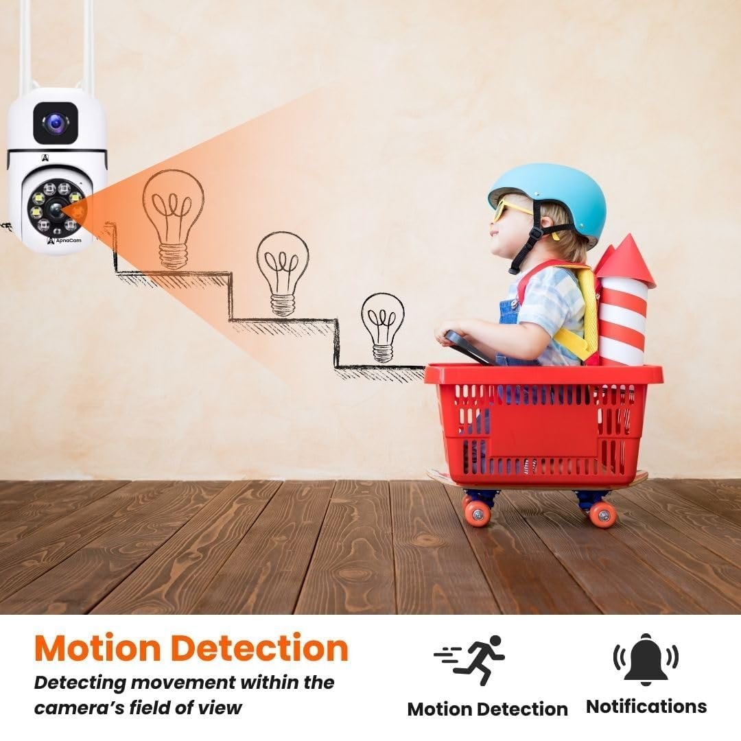 TP Plus 4+4MP Dual Lens Mini Wireless PTZ | Live Monitoring | CCTV Camera Color Night Mode | Motion Detection | Two-Way Audio | Indoor/Outdoor Security Camera for Home (Dual Lens Mini Dome K-804) - Image 6