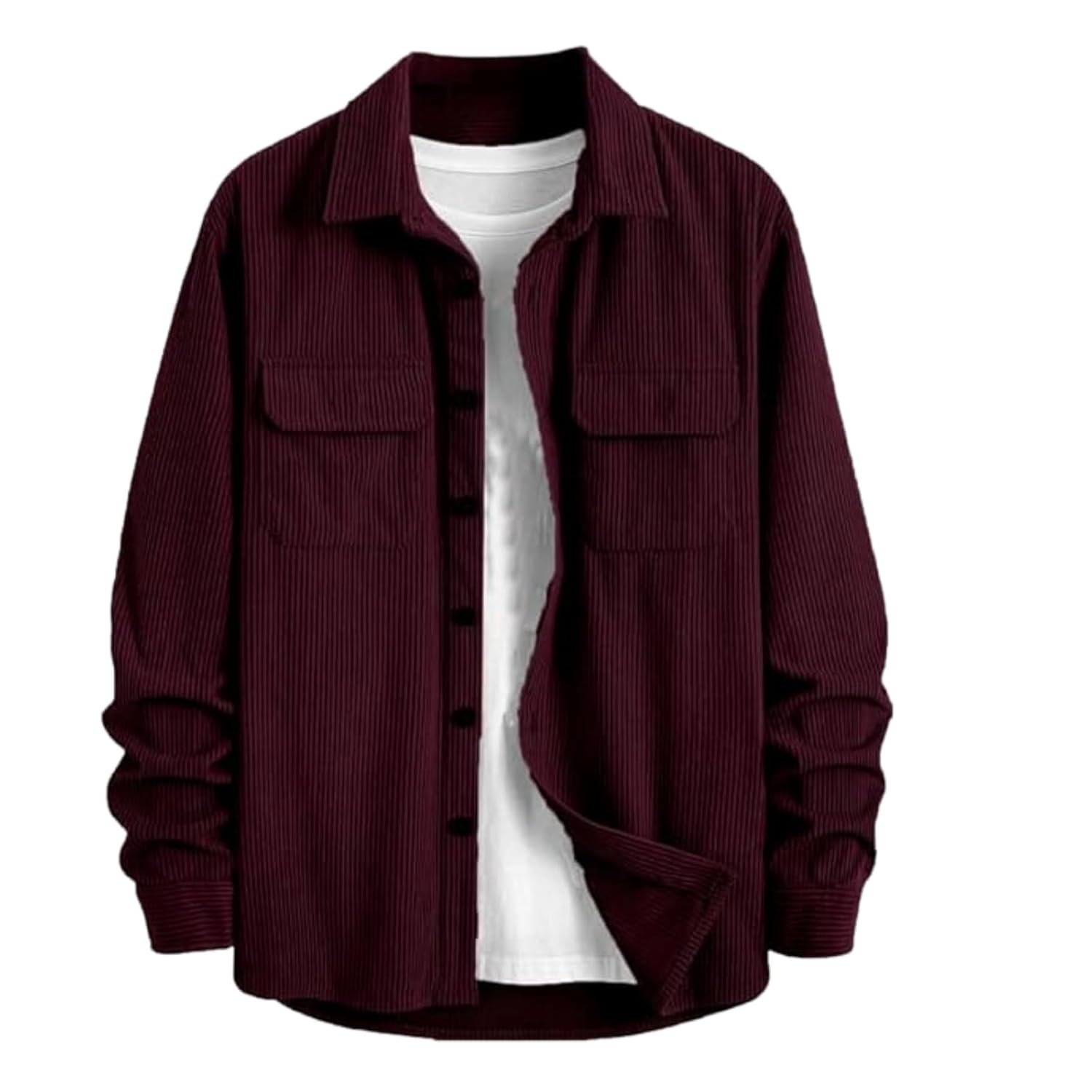 MiraMichi Men's Full Sleeve Corduroy Striped Casual Jacket, Ideal for Everyday Stylish Outfits