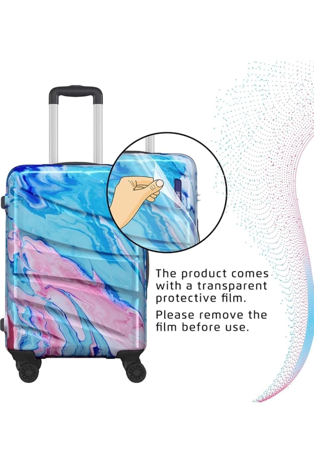 PC Hard Shell 8 Spinner Wheels Safari Printed Medium Size 24 Inch Trolley Bag for Travel with Dual Wheels Hue, Multicolor - Image 5