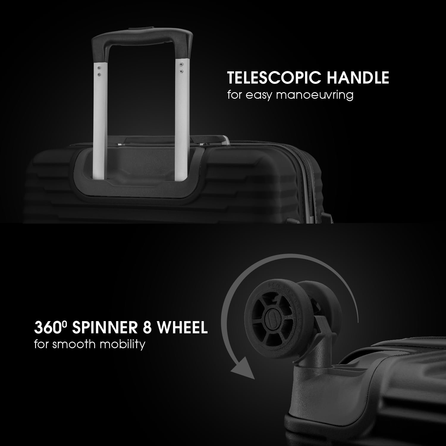 Maleta Tranquil Check-in Medium and Large |24’’ and 28’’| Lightweight, TSA Lock | Suitcase for Travel | Luggage for Travel | Trolley Bag for Travel Set of 2 (Black, Set of 2 (Medium-Large)) - Image 4