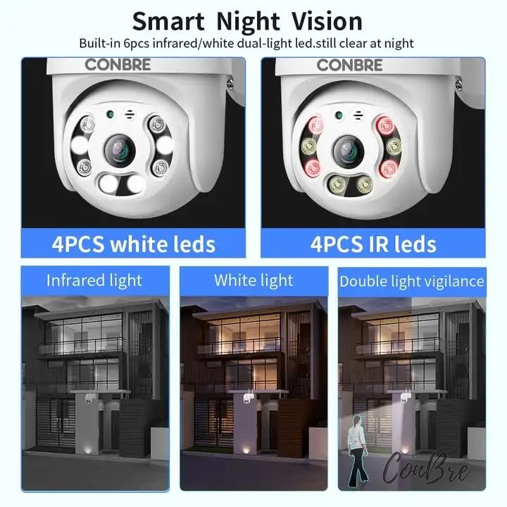 Conbre UltraXR 2MP Outdoor Smart WiFi Wireless IP CCTV Security Camera | Colored Night Vision | 2-Way Audio | Motion Track | Cruise Mode | Support 128 GB Micro SD Card Slot - Image 7