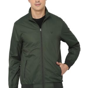 Allen Solly Men’s Polyester Casual Jacket | Regular Fit High Neck | Standard Length