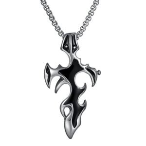 Fashion Frill Silver Chain For Men Anti Turnish Stainless Steel Vintage Black Tribal Sword Pendant Chain For Men Boys Girls Love Gifts Mens Jewellery