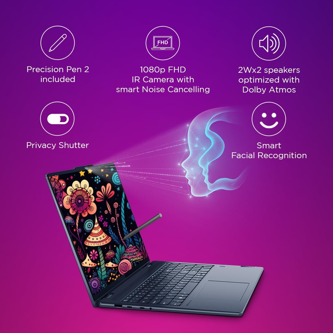 Lenovo Yoga 7 AMD Ryzen 7 7735U 14"(35.5cm) WUXGA-OLED 2-in-1 400Nits Laptop (16GB/1TB SSD/Win 11/Office 2021/Backlit KB/Digital Pen/1Yr Warranty/Alexa/3 mon. Game Pass/Tidal Teal/1.49Kg), 82YM0075IN - Image 5