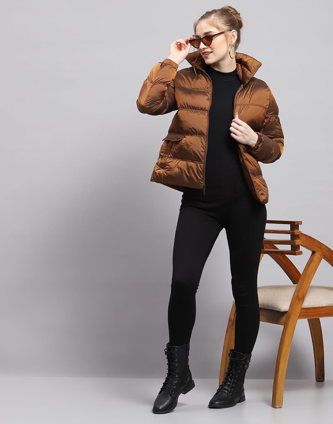 Monte Carlo Womens Solid High Neck Full Sleeve Jacket (224067448) - Image 5