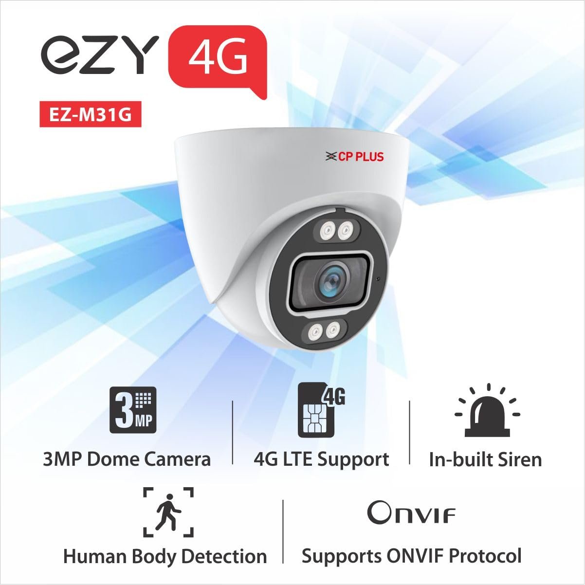 CP PLUS 3MP Indoor Dome CCTV Camera | 4G SIM-Based Wireless Security Camera | Human & Motion Detection | Night Vision 25M | Two-Way Audio | Built-in Siren | Mobile App Control | EZ-M31G - Image 3