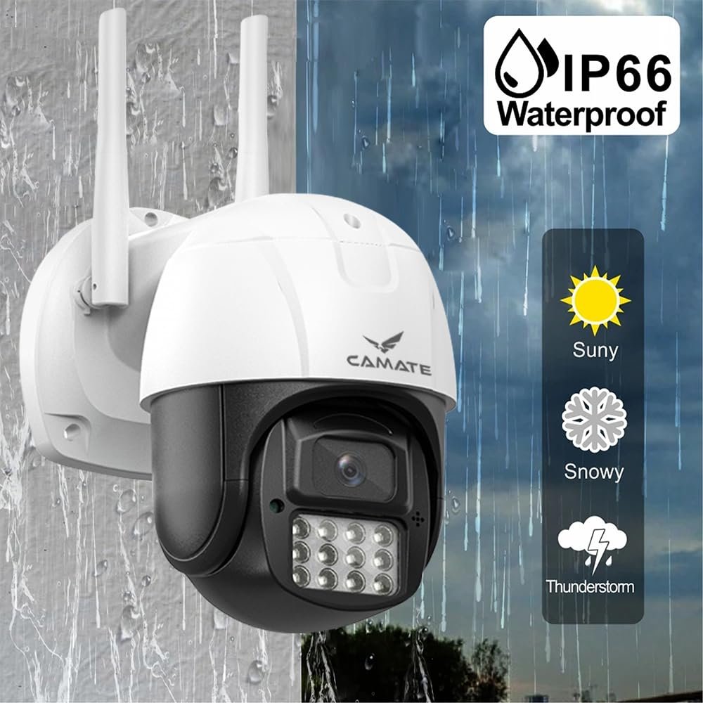 Camate Arc 3MP Full HD WiFi Outdoor CCTV Camera with PTZ | Weatherprood | Colored Night Vision | 2-Way Audio | Motion Track | Support 256 GB Micro SD Card Slot (Arc) - Image 7