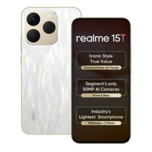 realme 15T 5G Smartphone 12+256GB Flowing Silver,6.67inch Screen, 120Hz Display,7000mAh Battery,60W Fast Charge,Front & Rear Dual 50MP Cameras, Dimensity 6400 Max 5G Chipset,IP69