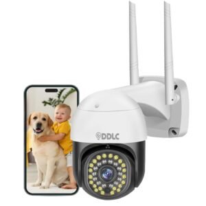 DDLC WiFi 1080p 3MP 360 Degree Pant Tilt Smart Ptz Wireless Security Camera Indoor Outdoor Security Motion Detection, Two Way Audio, Watch Live View Camera Home Office Surveillance (Black ptz)