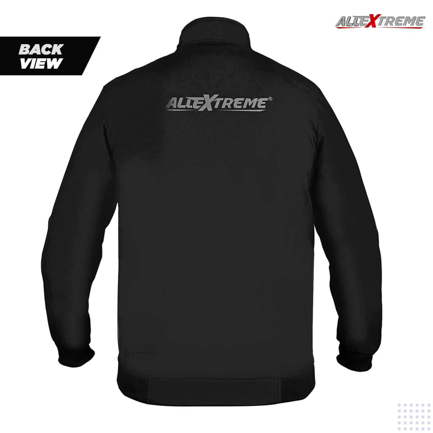 Allextreme GX01 Men's Windcheater with Front Zip Closure Full Sleeve Polyester Windbreaker Sports Winter Jacket for Riders Gym Workout Running Travel Trekking (L, Black) - Image 2