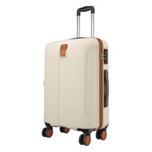 Safari Thorium Royale 8 Wheels 66cm Medium Size Trolley Bag Hard Case Checkin Polycarbonate Luggage, TSA Lock, Wet Pouch Organized Interior, Suitcase for Travel, Trolley Bags for Travel, Vanilla Tan