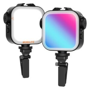 Mobilife RGB Video Light Double Sided Strong/Soft LED Lamp CCT/20 Effect 2000mAh Rechargeable Battery 118 LED Beads with Clip for Camera Phone Laptop Photography YouTube