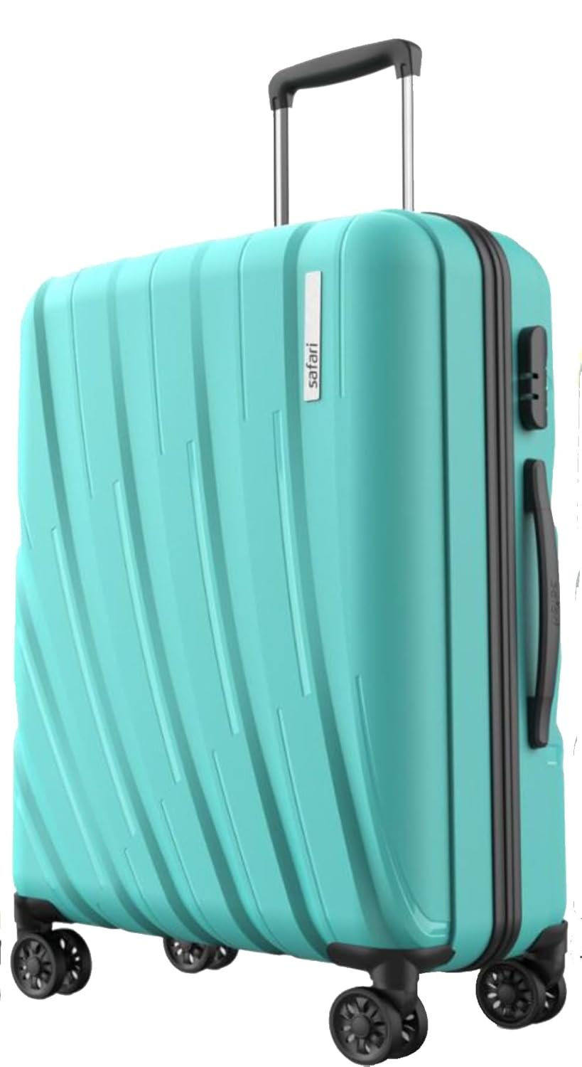 Safari Polyproplyene Hard Cairo 8 Wheels,5 Years Warranty(Cabin & Check-in)Trolley Spinner Hard Luggage Set of 2,55Cm,66Cm Small,Medium(Cyan) - Image 2
