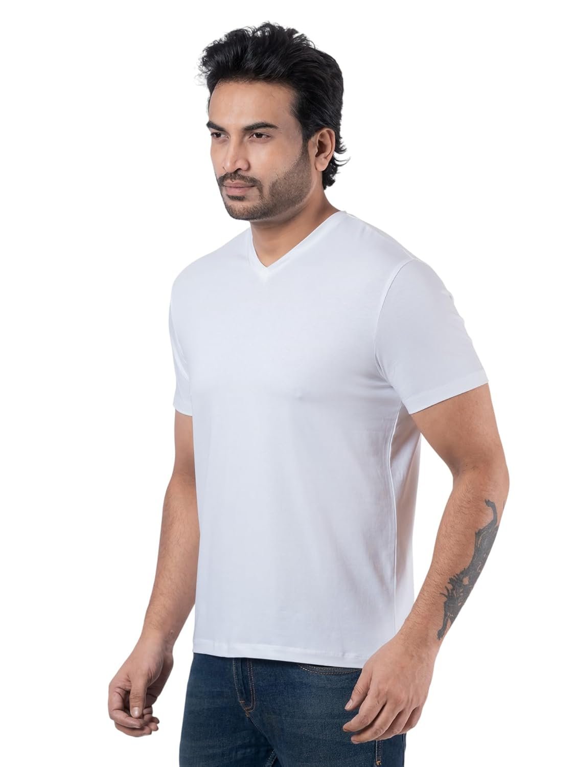 Amazon Brand - Inkast Men's Cotton Stretch Regular Fit V Neck Half Sleeve T-Shirt (Pack of 2) - Image 7