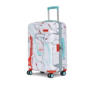 uppercase Polyester Cyber Punk (Medium) 66Cms|Check-In Inline Trolley Bag For Travel|Polycarbonate Hardshellsided Printed Luggage|Combination Lock|8 Wheel Inline Trolley Bag |(White),H-65.5 cms,Large