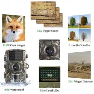 1080p Full HD Trail Camera – Waterproof, Long Battery Life, Wide Angle Lens, 0.8s Trigger Speed, Night Vision for Wildlife Monitoring, Farms Outdoor CCTV Security, Construction Sites & Home