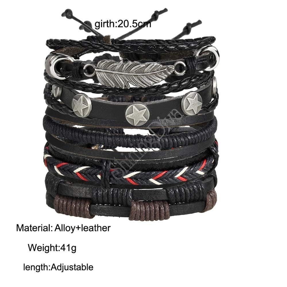 Shining Diva Fashion Genuine Leather Bracelet Wraps Casual Skin Friendly Bracelets for Men Boys - Image 2