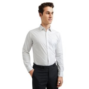 Raymond Men’s Pure Cotton Print Pattern Slim Fit Semi Cutaway Collar Full Sleeve Formal Shirt