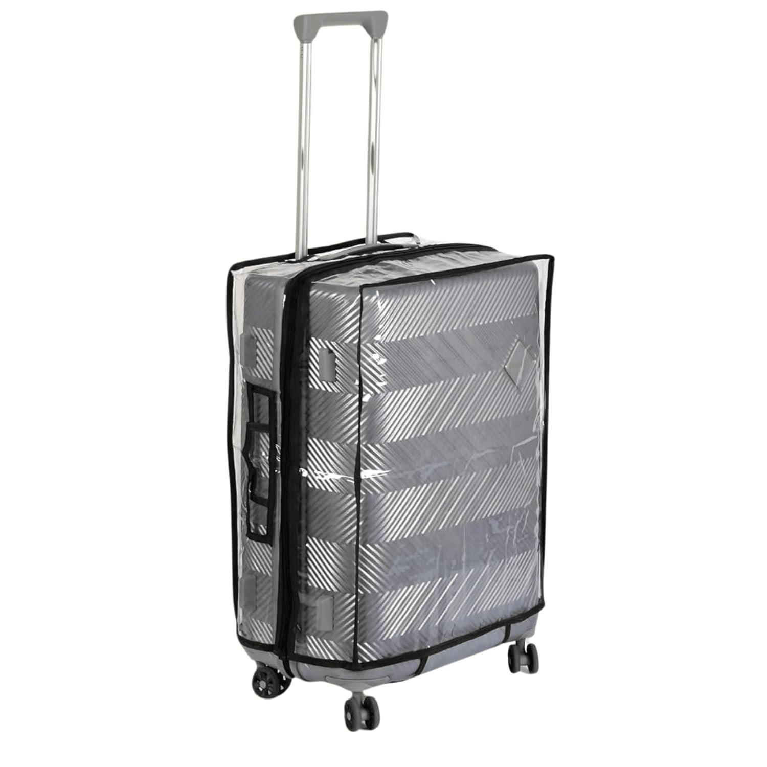 CNB Transparent Protective Zipper PVC Dust Proof Cover for Hard/Plastic Body Luggage/Suitcase Trolley Bags 18" (45x35x23cms) Height Excluding Wheels