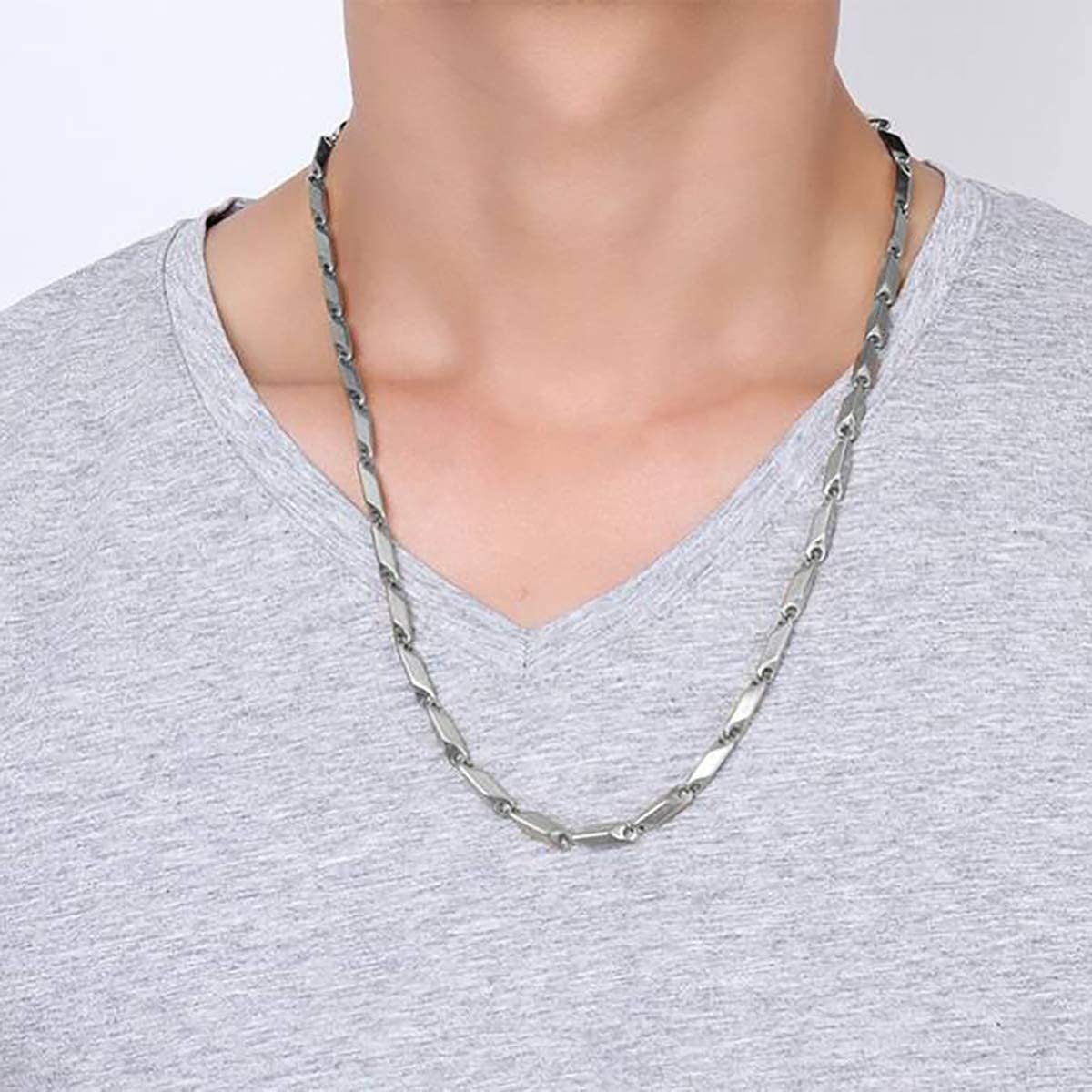 Fashion Frill Men's Double Coated Popular Stainless Steel Silver Chain For Men Boys Girls Stylish Necklaces Silver Chain Anniversary Love Gift For Husband Unisex Chains 22 Inches - Image 5