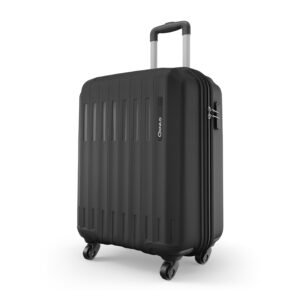 Safari Genius Alley Cabin Trolley Bag, Hard Case Polypropylene, 4 Spinner Wheels, 360 Degree Wheeling Carry on Luggage, Suitcase for Travel, Black, 55cm