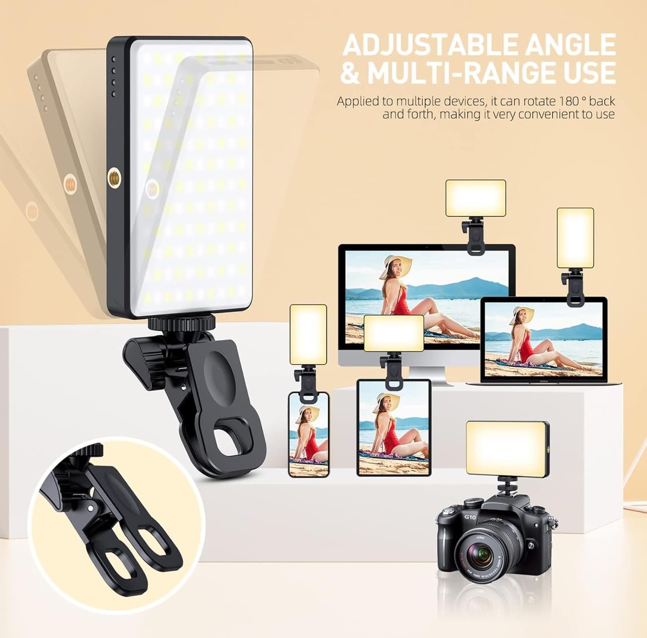 Coslifestore- 90 LED Pocket Light, Selfie Light for Phone, /iPad/iPhone/Camera, 2000Mah Rechargeable, 3 Lighting Adjustment Modes, for Photography/TikTok/Vlog/Video/Makeup- Comes with a Clip - Image 8