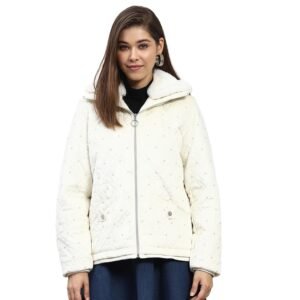 Monte Carlo Womens Embroidered White Collar Full Sleeve Jacket