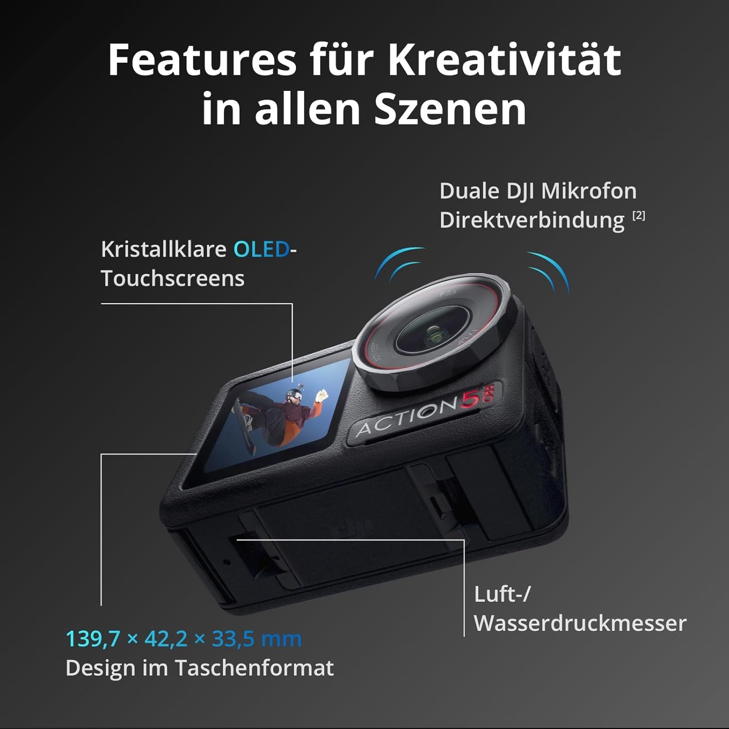 DJI Osmo Action 5 Pro Adventure Combo, Action Camera 4K with 1/1.3" Sensor, 12h Extended Battery Life with 3 Batteries, Stabilization, Dual OLED Touchscreens, Mini Action Camera for Travel, Vlog - Image 4