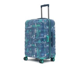 uppercase JFK (Medium) 66cm |Hardsided Check-in Trolley Bag for Travel |Eco Polycarbonate Printed Luggage|Combination Lock|8 Spinner Wheel Trolley Bag|Suitcase for Men & Women |(Denim Blue)